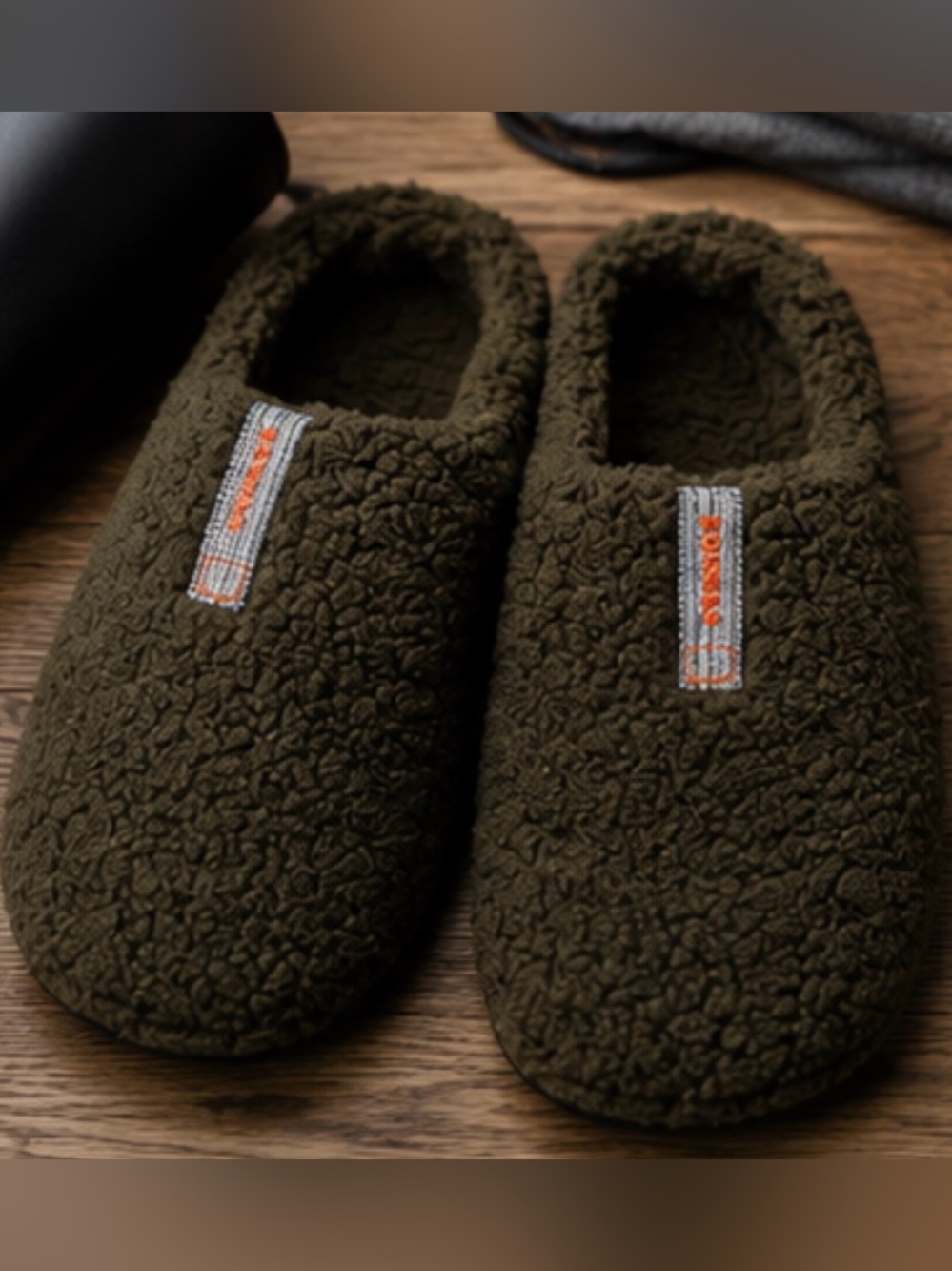 BOMBAS Sunday Slippers Men’s Olive Green Sherpa Fleece Mule House Shoes 13